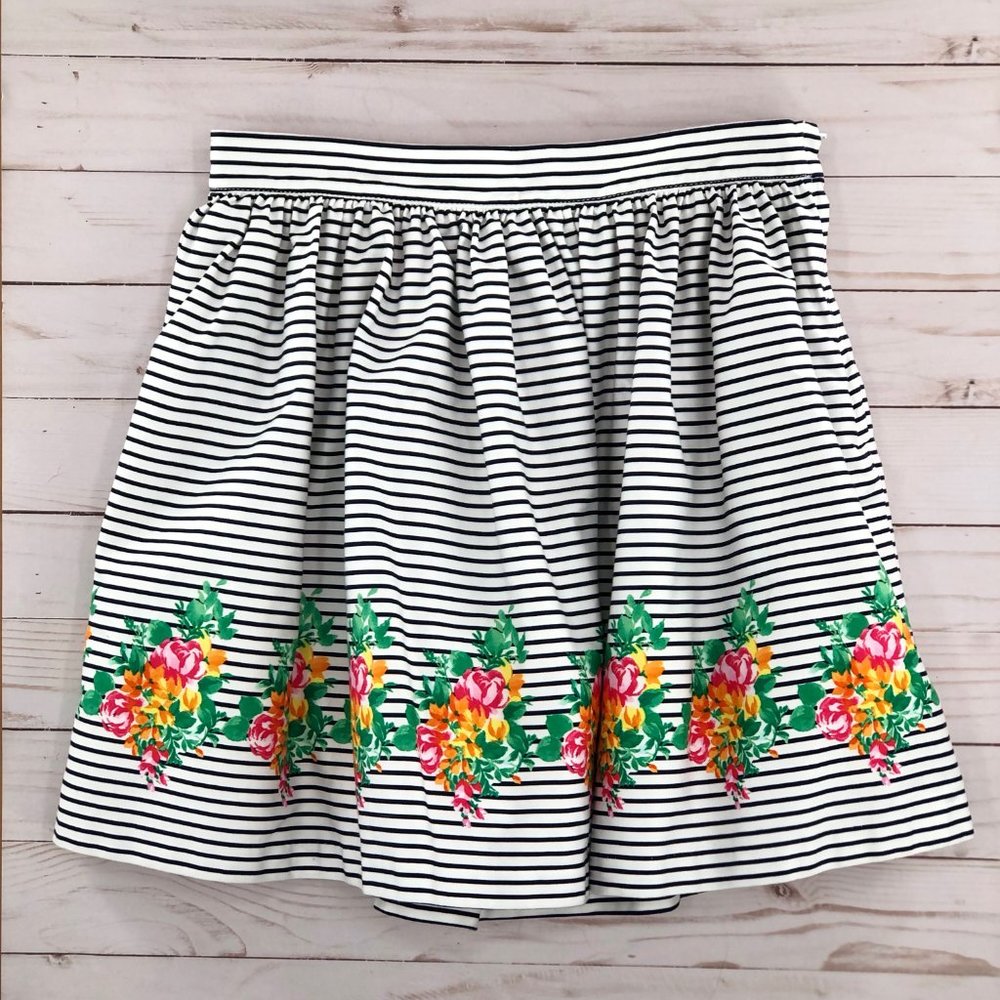 Janie and Jack Striped Floral Border Skirt - 12Y